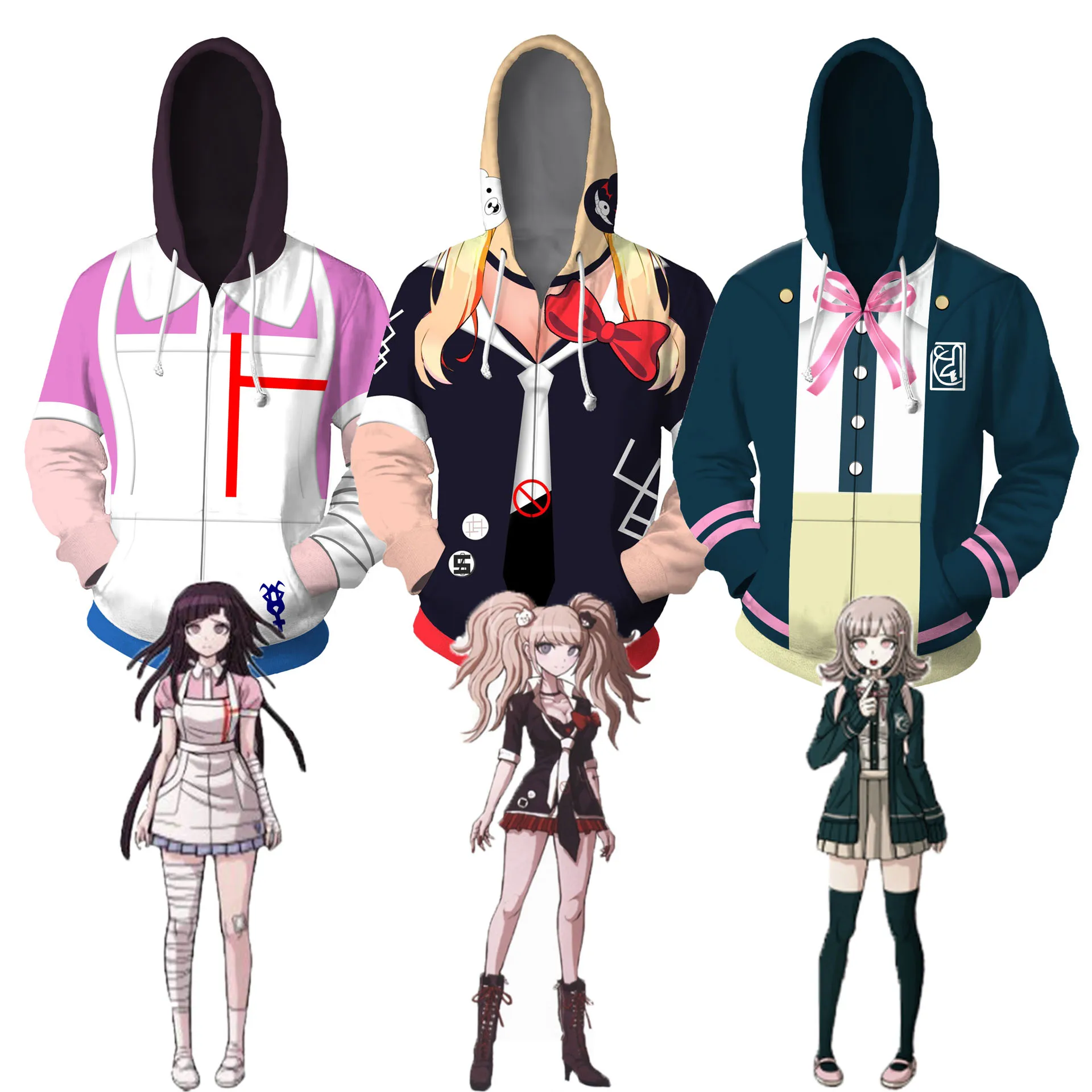 

New 2020 anime Danganronpa V3 Ouma kokichi Cosplay costume Japan game hoodie costume autumn and winter zipper sweater hoodie