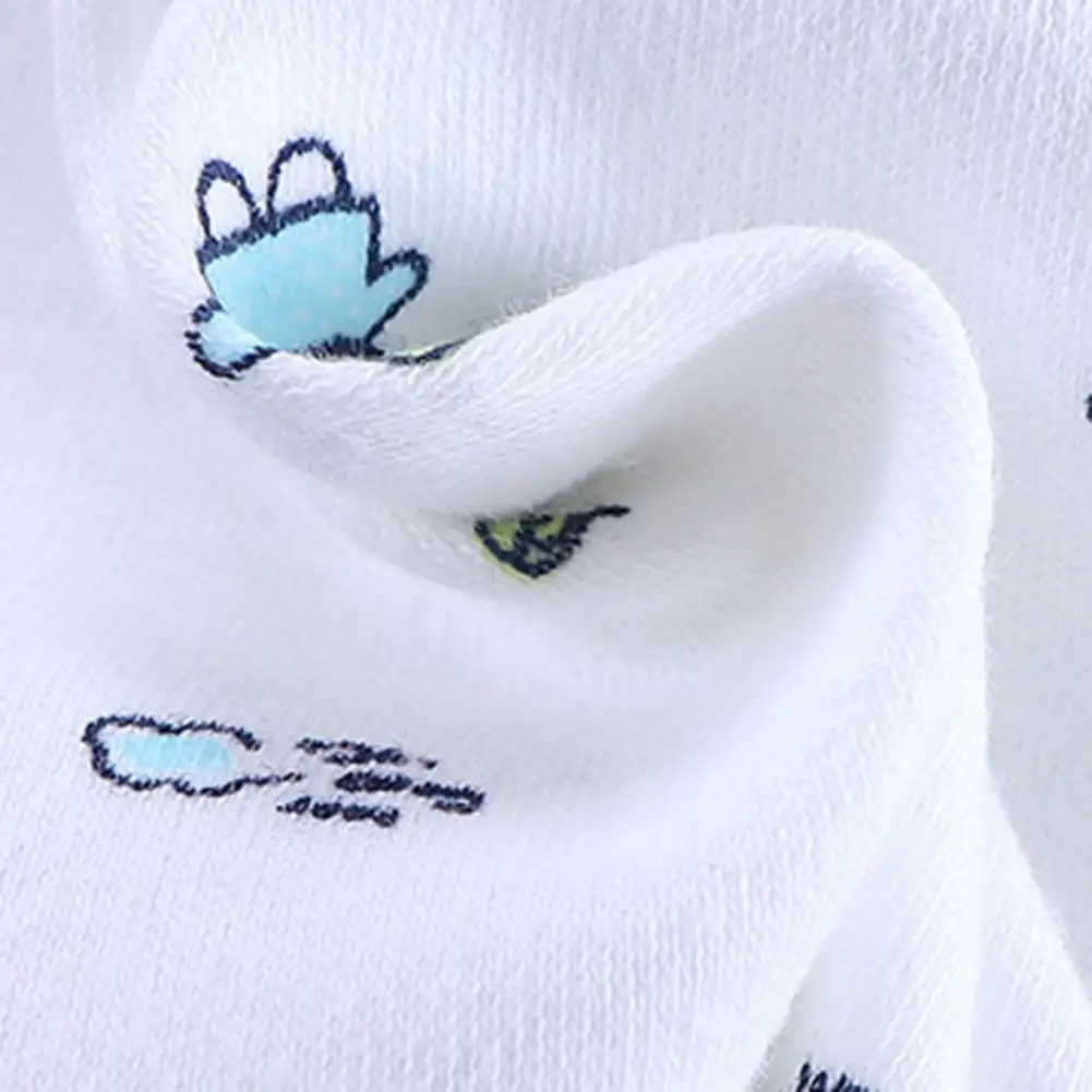 5 unids/set beb&eacute; Unisex ropa de personaje de dibujos animados de impresi&oacute;n de algod&oacute;n transpirable suave de los ni&ntilde;os Tops sombrero pantalones babero traje de ropa para reci&eacute;n nacido-5