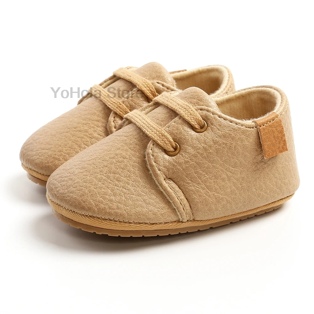 

Baby Girls Solid Lace Up First Shoes Infantil Soft-soled No-skip Shoes Leather Casual Slippers for Newborn Comfort Moccasins