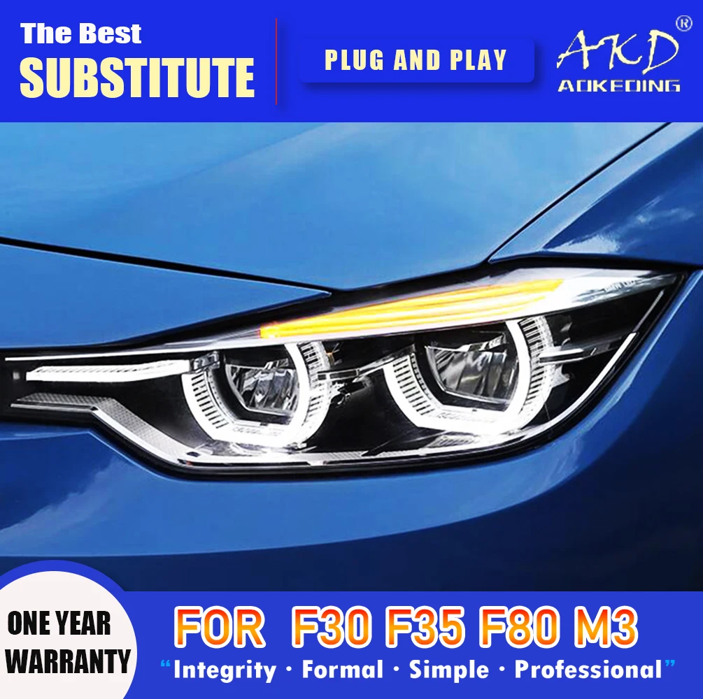 

AKD Head Lamp for F30 LED Headlight 2013-2019 F35 F80 M3 Headlights 320i 325i DRL Turn Signal High Beam Angel Eye Projector Lens