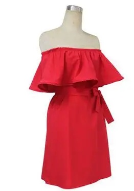 

1pcs/lot Ruffles slash neck women dress Summer style off shoulder sexy dresses beach dress candy color free