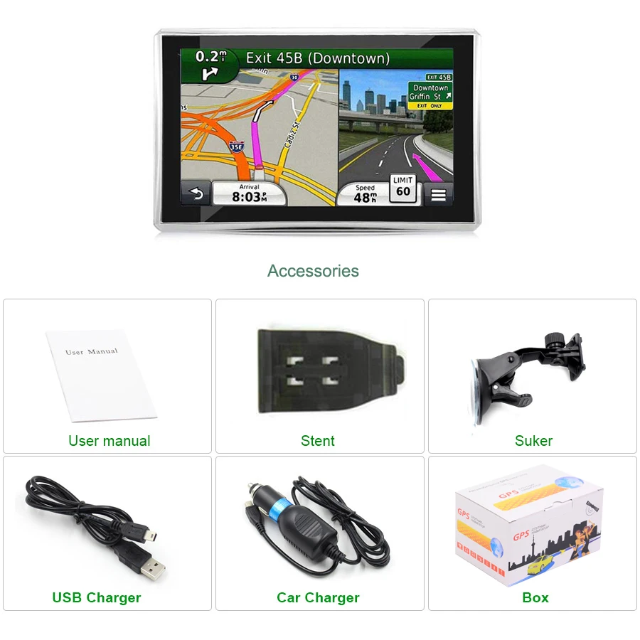 5-дюймовый HD GPS портативный навигатор 2020 карт для Европы России Автомобильный