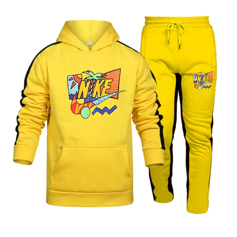 

2021 Brand New Spring, Autumn And Winter Men Hooded Sportswear Fashion Casual Sportswear Jogging Sports Two-Piece Suit S-3XL