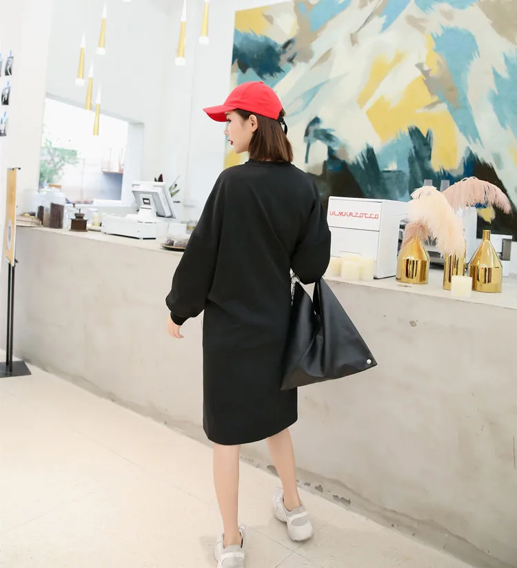 Корейское весеннее платье Повседневное женское с круглым вырезом и длинным