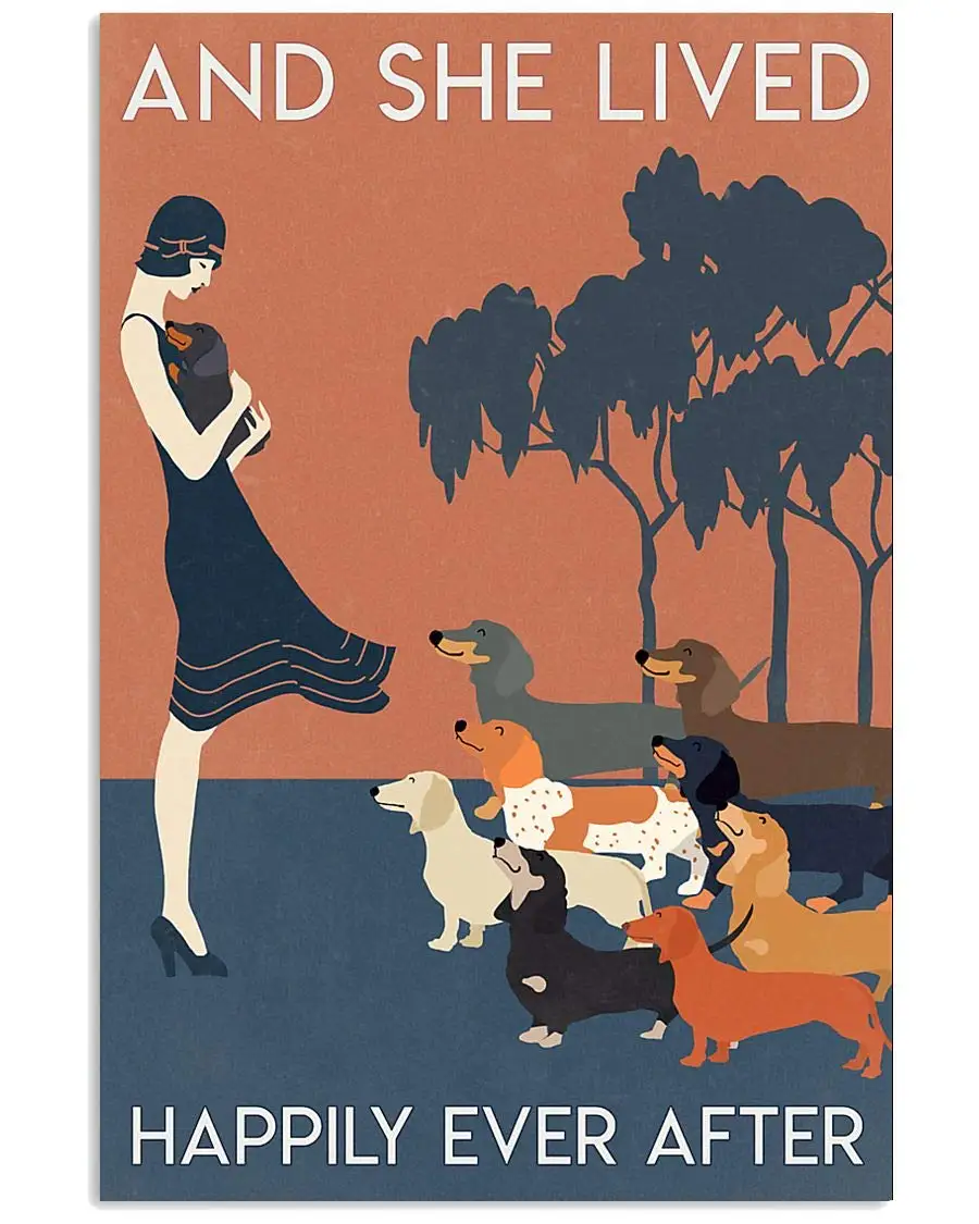 

Metal Plates Movie Poster Vintage Retro Pet Dogs Dachshund Home Living Room Decoration Golden Retriever Door Sign Metal Wall Art