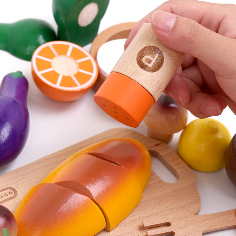 Kitchen Toys For Kids Pretend Play 9/10/32Pcs Simulation Fruit/Vegetable Cut Cooking Ware Set Wooden Educational Gift | Игрушки и хобби