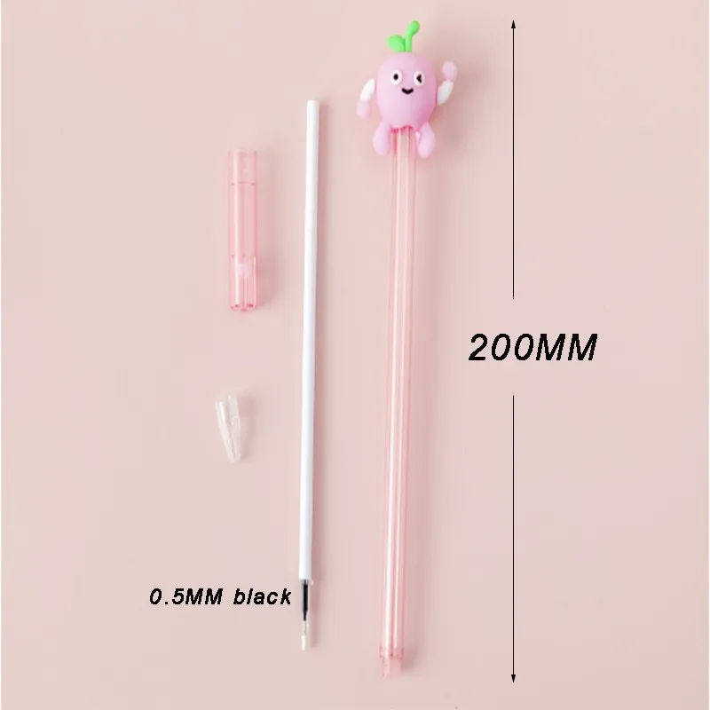 

40pcs Cute Avocado pineapple Strawberry gel pens 0.5mm black ink Signature pen material stationery gift school writing supplies