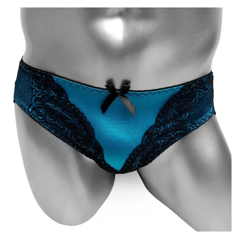 See Through Back Mesh Sissy Bikini Panties With Bowknot Lace Crossdresser Men Briefs Underwear Sexy Lingerie for Gay Panties alluring openwork see through lace panties