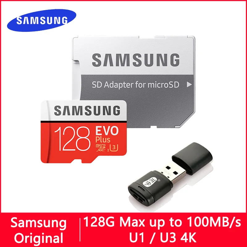 Карта памяти MicroSD SAMSUNG EVO + Micro SD SDHC 90 МБ/с. класс Class10 слот для карт C10 UHS I TF/SD SDXC Trans Flash
