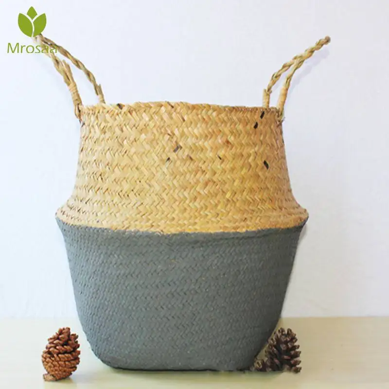 Складные корзины для хранения ручной работы Лоскутная плетеная Солома белья