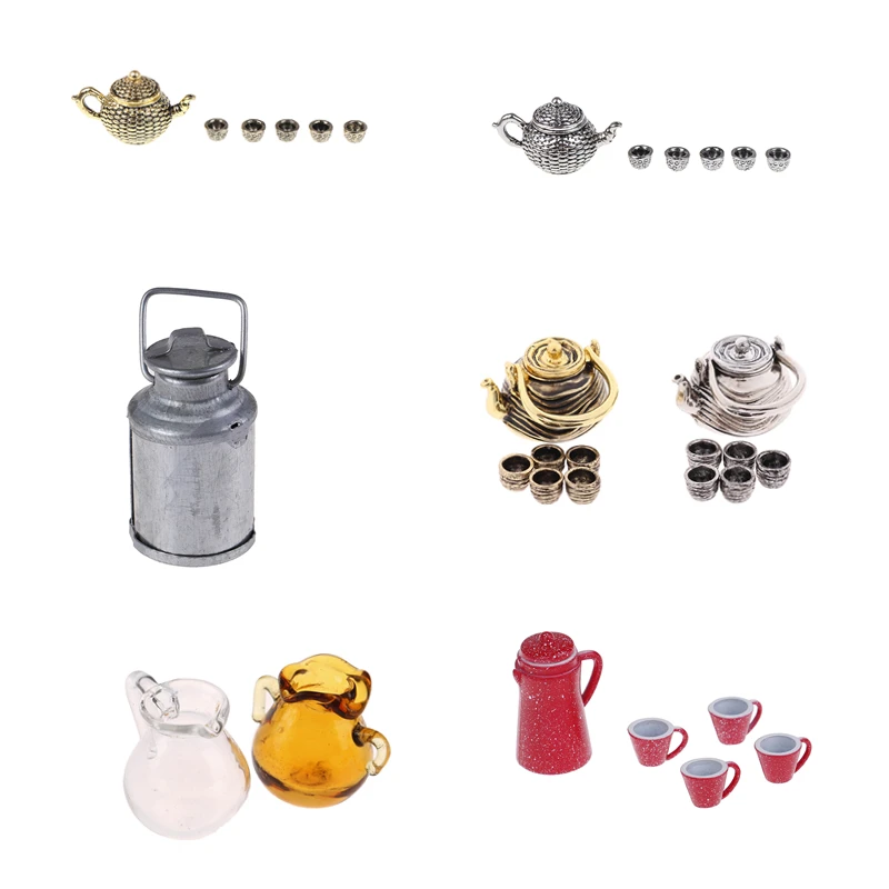 1/12 Миниатюрные аксессуары для кукольного домика мини металлический чайник
