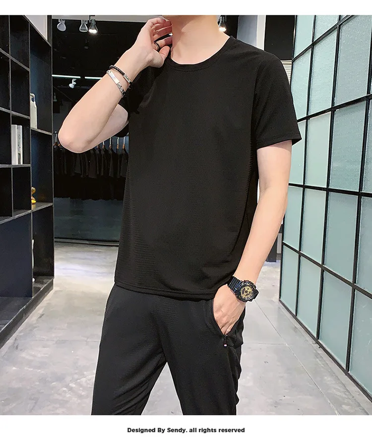 

Shorts Set Men 2021 Summer Fashion Fitness Suit Fashion Print T-Shirt + Shorts Sportswears 2 Piece Sets Male Jogger Tracksuit