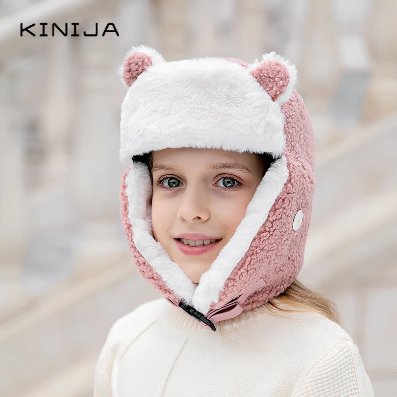 Зимняя Детская плюшевая теплая маска для лица Lei Feng с ушками хлопковая Корейская