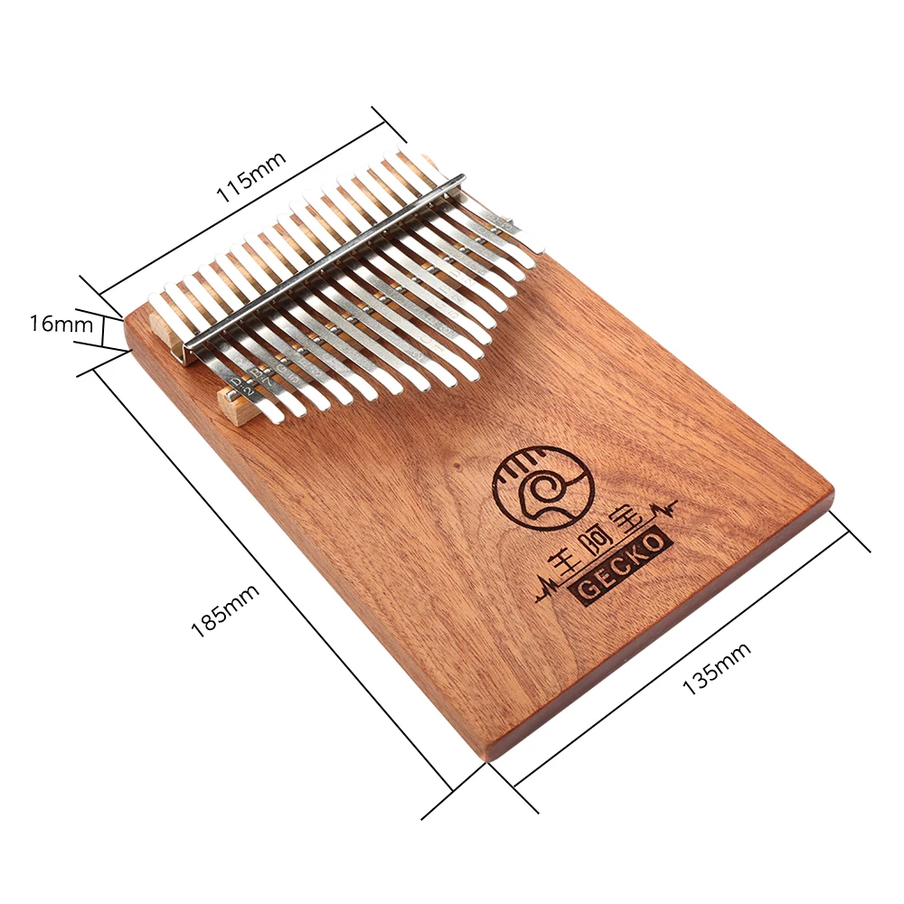 GECKO Kalimba 17 клавиш полный шпон корпус из твердого красного дерева с инструкцией и