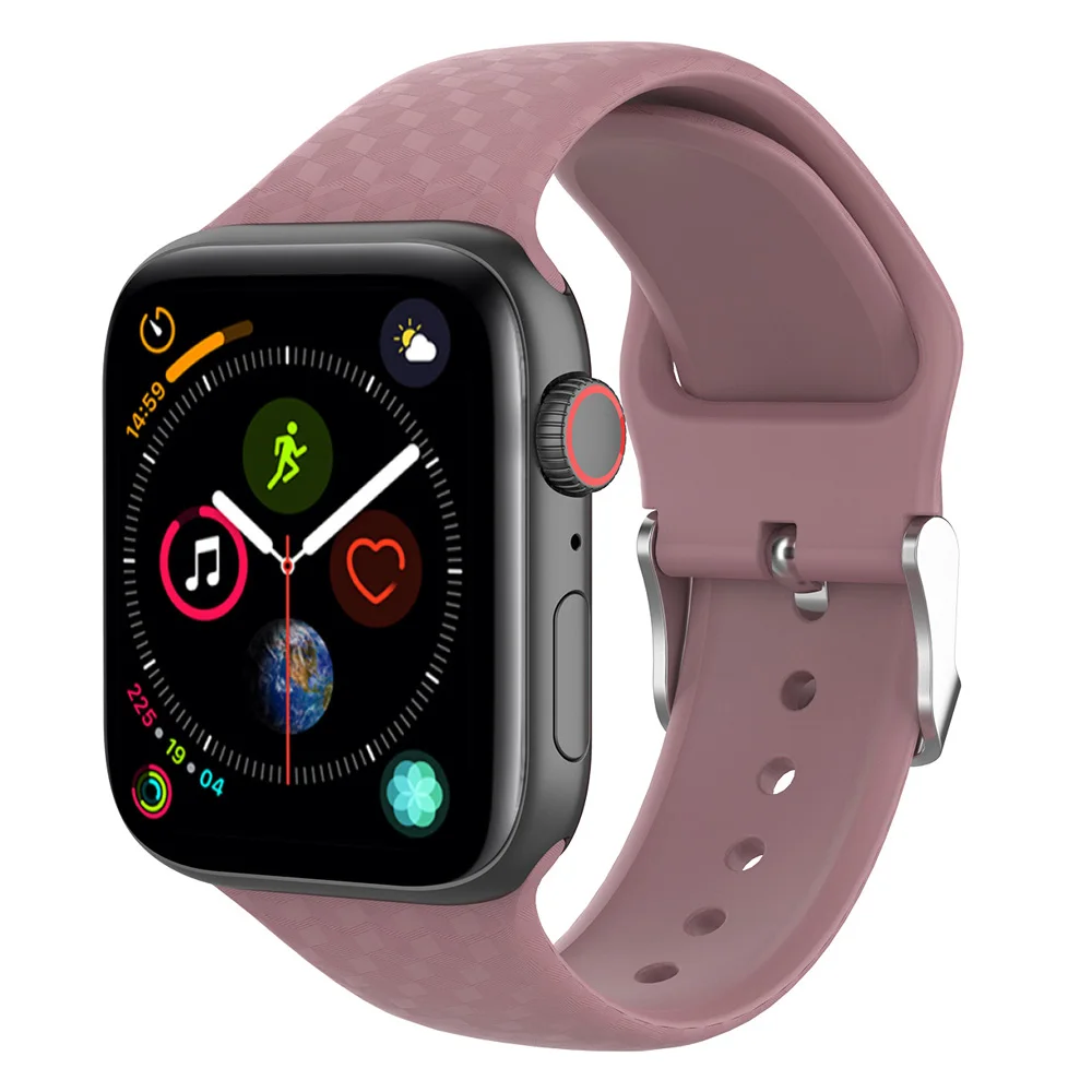 Ремешок силиконовый для Apple Watch 5 42 мм 38 44 40 спортивный мягкий браслет с 3d текстурой