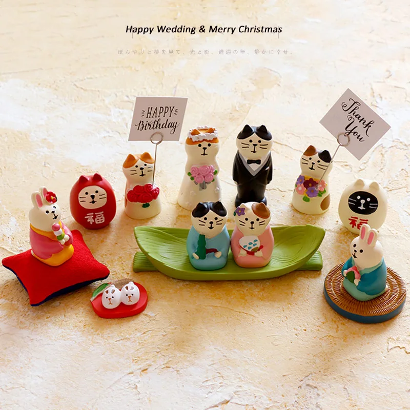 Японский каваи мультфильм Maneki neko талисман Шиба ину кролик Королевское свадебное украшение семья вечерние sakura экран миниатюрная фигурка