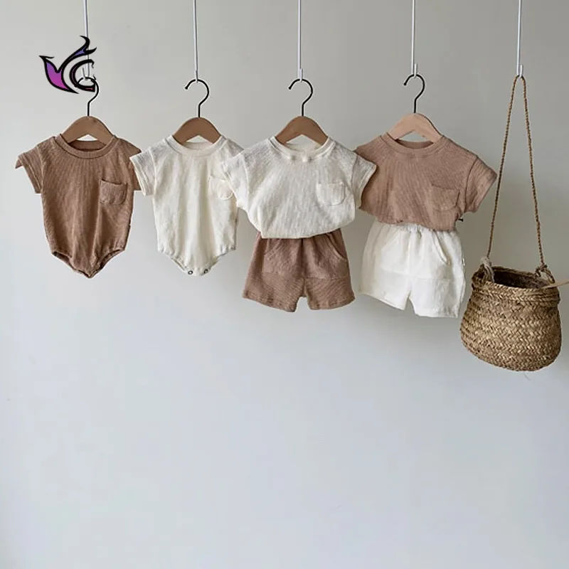 

Детская одежда Yg, новинка 2021, Летний Детский костюм, детские шорты, однотонный топ для мальчиков, детская одежда