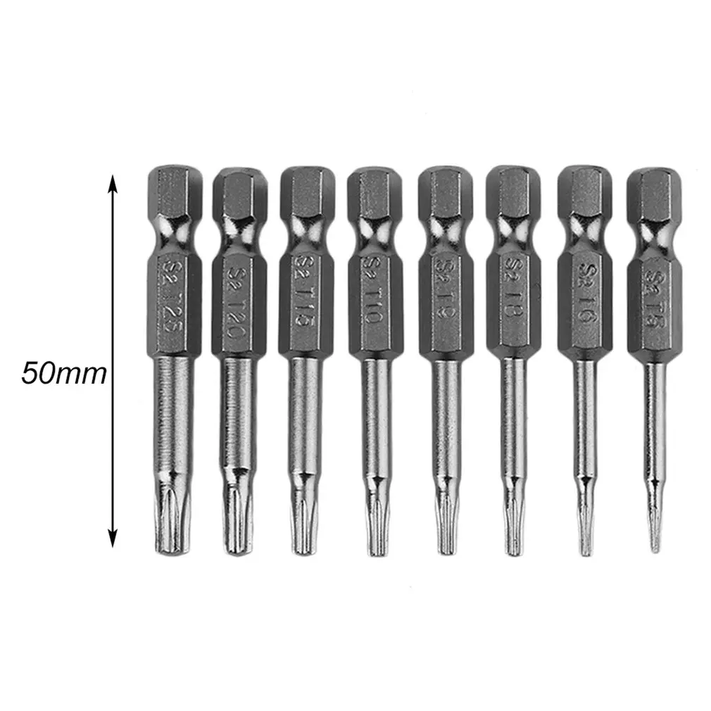 

8Pcs Professional and Practical Magnetic Torx Screwdriver Bits Set Electric Screwdriver 50mm Length Best Tool