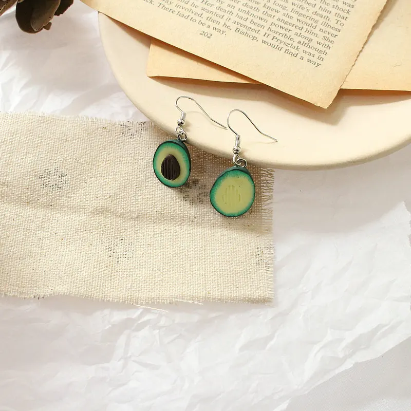 2020 новые серьги-гвоздики стильные модные с авокадо милыми фруктами сердцем