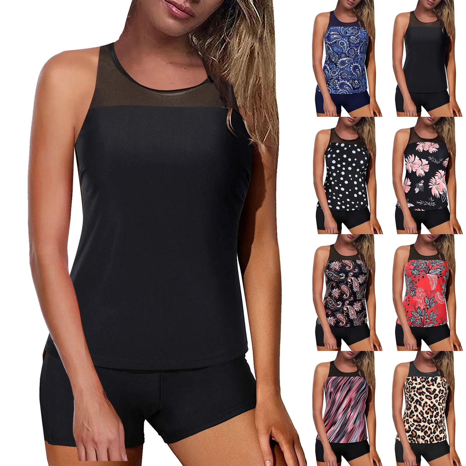 

Women's belly control shorts paired with shorts two-piece swimsuit Women Tankini Swimsuit Bathing Suit bikinis 2021 mujer