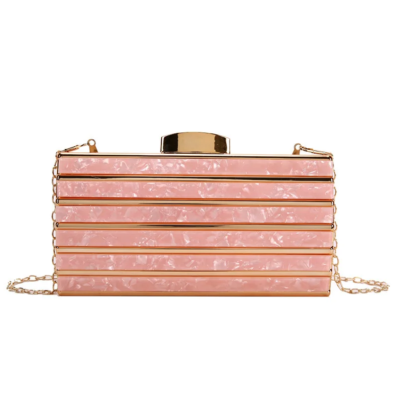 

2021 New Fashion Ladies Metal Horizontal Strip Clutch Bag Female Trend Simple Atmosphere Banquet Bag Korean Chain Dinner Bag