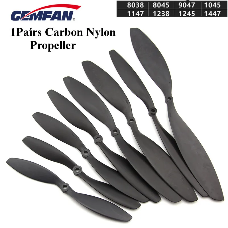 

Gemfan Carbon Nylon Propeller 7038 8038 8045 9047 1038 1045 1050 1147 1245 with Adapter for RC Multirotor Airplane Fixed-Wing