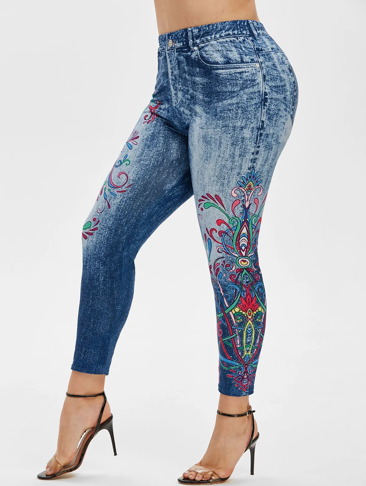 

Plus Size Tribal Print Ninth Jeggings Large Size Women Jeans Women's Fashion Jeans