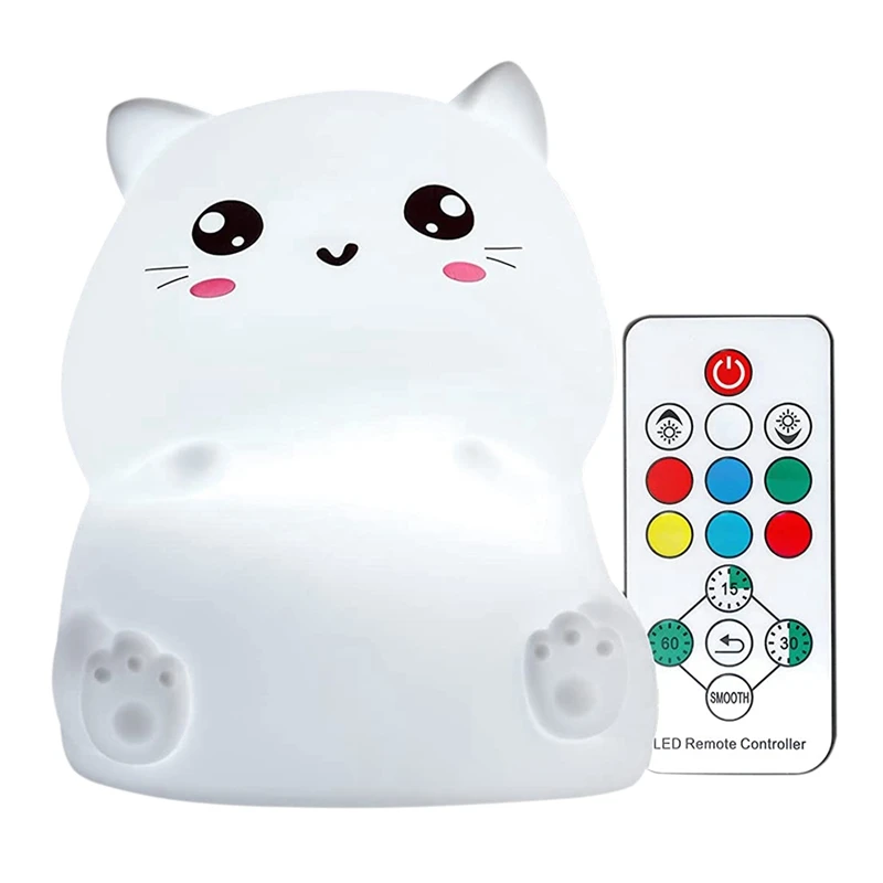 

Night Light,Night Lamp Children's Room With Remote-Controlled And Time-Controlled, 6 Colors Mood Light USB Charging