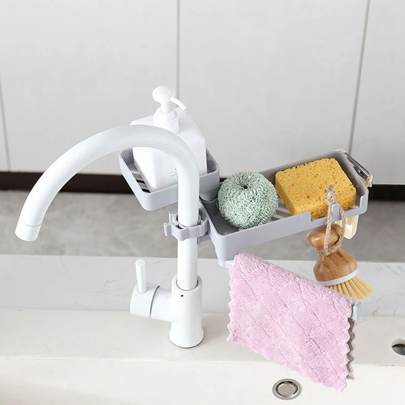 

PPYY-Kitchen Double-Layer Plastic Faucet Rack, Rotating Rack, Drain Storage Box, Sink Rack, Sink