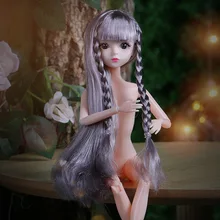 Fashion 30cm 20 Movable Jointed Dolls Toys Cute 3D Eyes Female Naked Nude Body Fashion Hair Doll Toy For Girls Gift