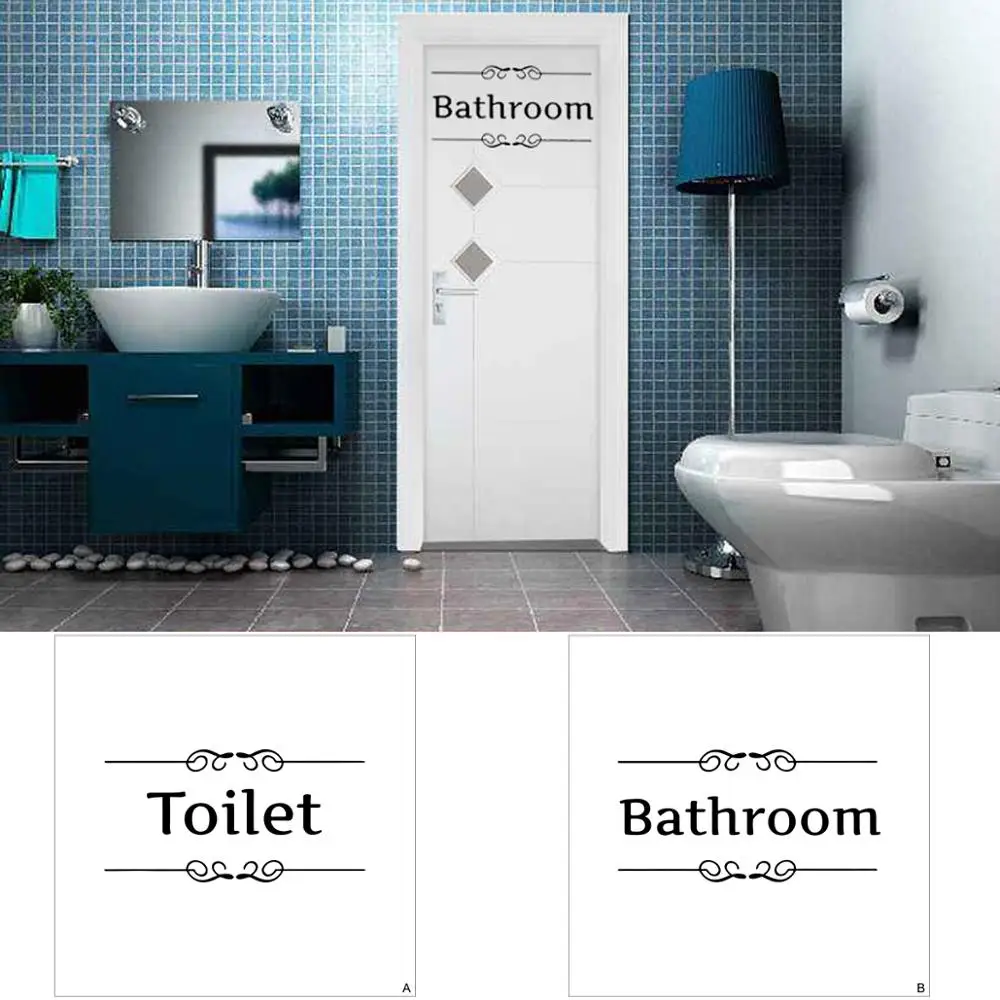 2 шт./компл. Туалет * 1 + ванная Знак наклейки на дверь креативные настенные с