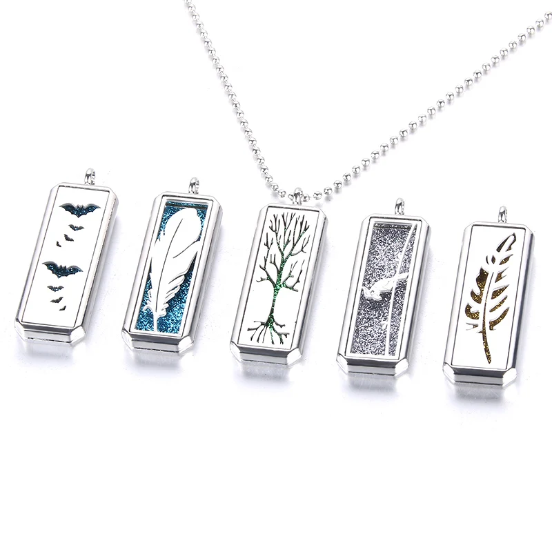 Прямоугольный диффузор эфирного масла из нержавеющей стали ожерелье кулон