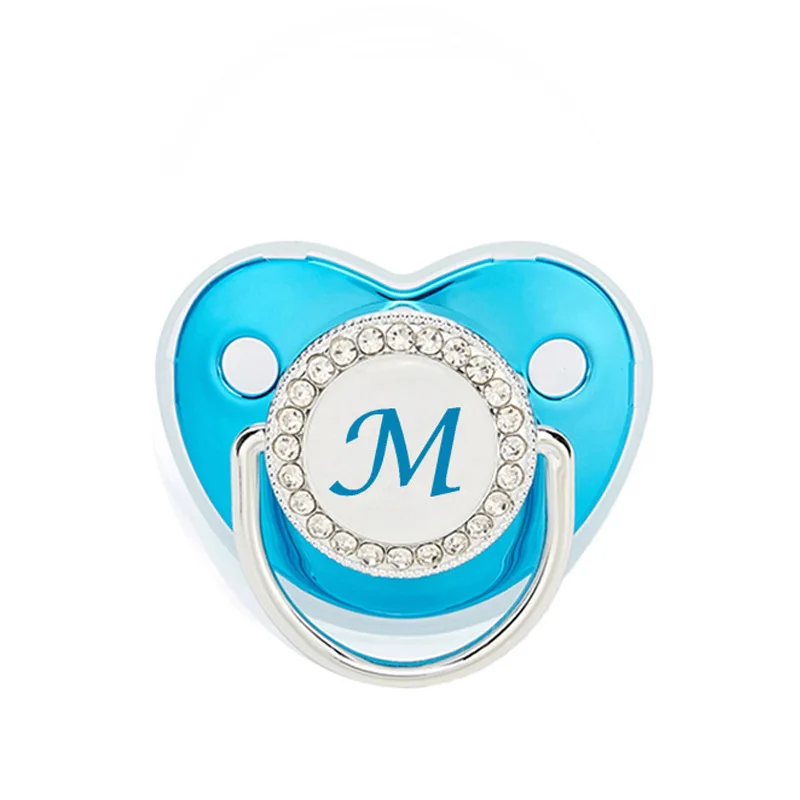

Luxury Blue Baby Pacifier BPA Free Silicone Pacifier Name Initial Letter Teether Newborn Dummy Infant Nipple Baby Shower Gifts