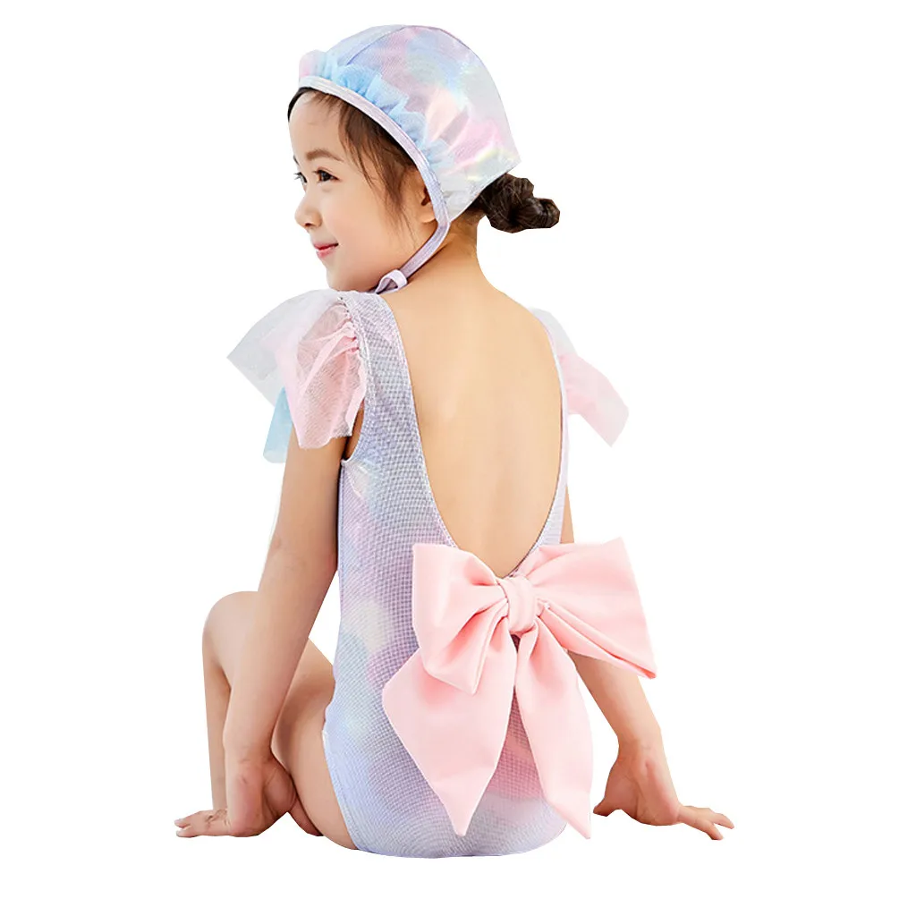 Летний купальный костюм с блестками и оборками для маленьких девочек Купальник