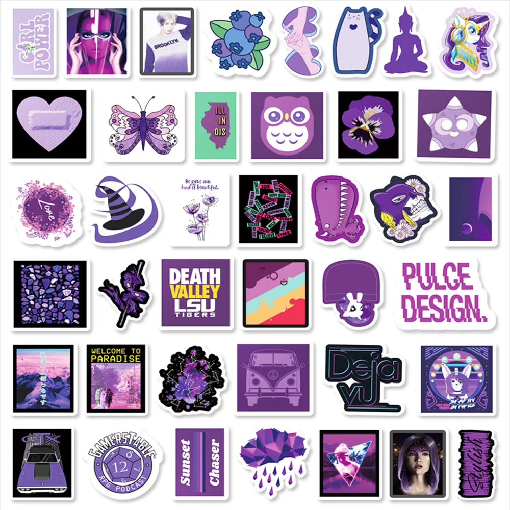55 шт милые Граффити Блокнот ручной работы Фиолетовый Стикеры для ноутбуков