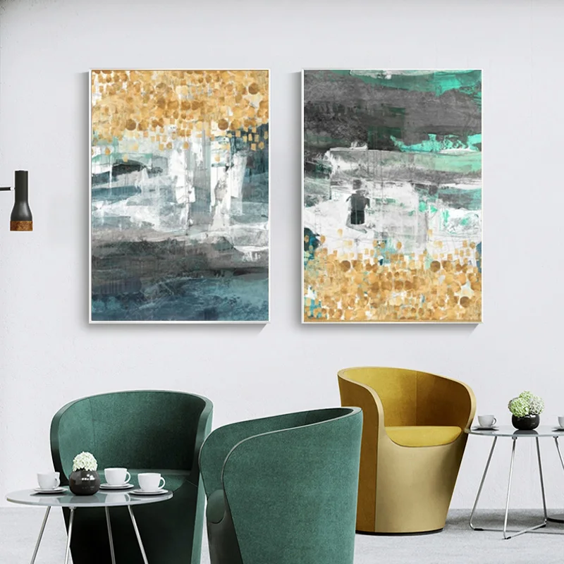 Современная Настенная Картина на холсте абстрактный постер зеленые звезды