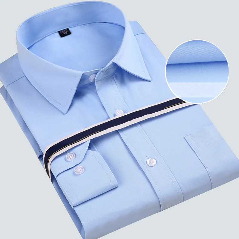 Мужская деловая рубашка с длинными рукавами Повседневная приталенная