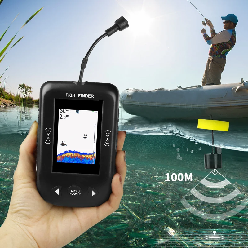 XF02-C Portable Fish 0.6-100M Finder Depth Sonar Sounder Alarm 9m Cable Waterproof Fishfinder Fishing Echo For | Спорт и развлечения