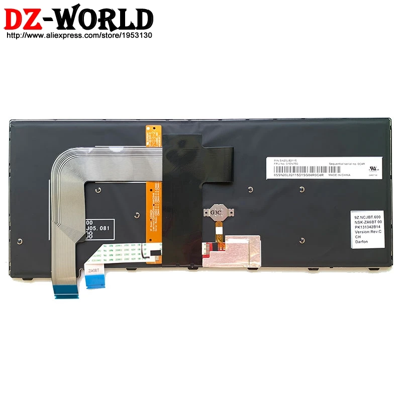 Новая швейцарская клавиатура CH с подсветкой для Lenovo Thinkpad 13 Gen2 T470s Backight Teclado 01EN750