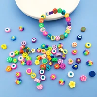 20pcs round polymer clay fruit smiley face beads heart spacer beads for diy fashion necklaces jewelry making bracelet accessorie