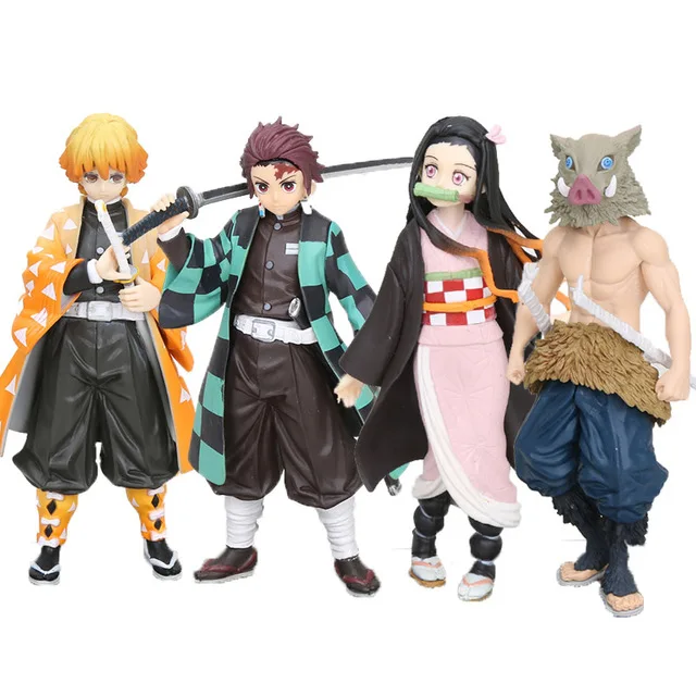 1 opp bag 4 шт./компл. аниме демон убийца игрушка в виде фигурки Kimetsu без Yaiba камадо Tanjirou Nezuko Agatsuma Zenitsu Hashibira Inosuke игрушка в виде фигурки - Цвет: 1 opp bag