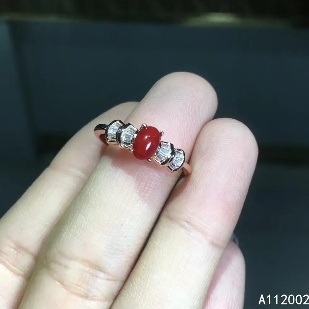 

KJJEAXCMY fine jewelry natural red coral 925 sterling silver new women adjustable gemstone ring support test noble