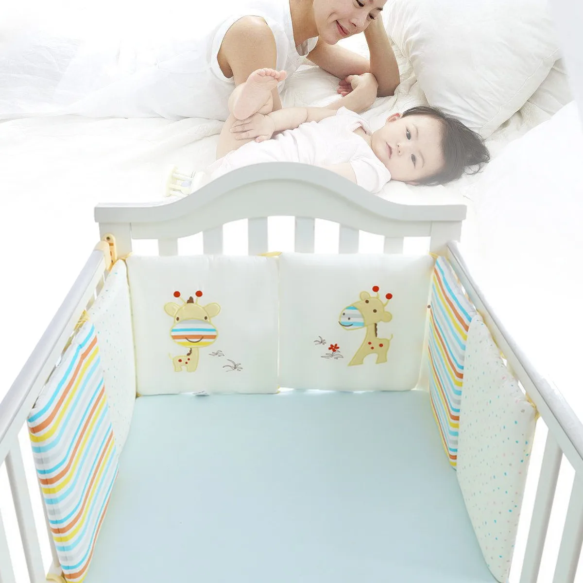 

6PCS/Set Baby Infant Cot Crib Bumper Safety Protector Toddler Nursery Pad Cartoon Cotton Baby Bedding Set Rail In The Crib