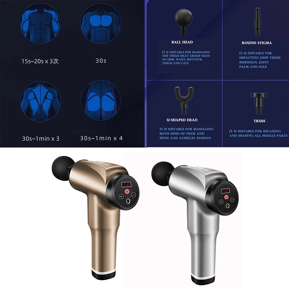 

Powerful Fascia Gun Muscle Massage Equipment LCD Home Body Relaxer Neck