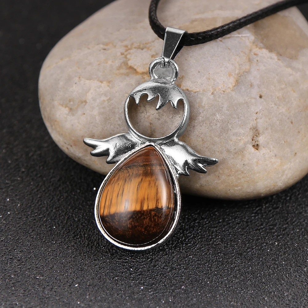 Женское и мужское ожерелье с подвеской в виде крыльев Ангела из натурального