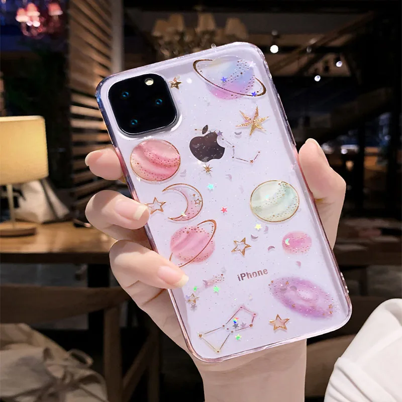 Милый прозрачный чехол для iPhone с изображением планеты iPhone11 Pro XS Max XR X 8Plus 7 6 6S