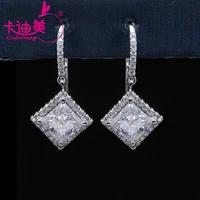 cadermay luxury 18k 14k gold hanging stud earrings d vvs1 1ct princess cut moissanite diamond ear studs jewelry