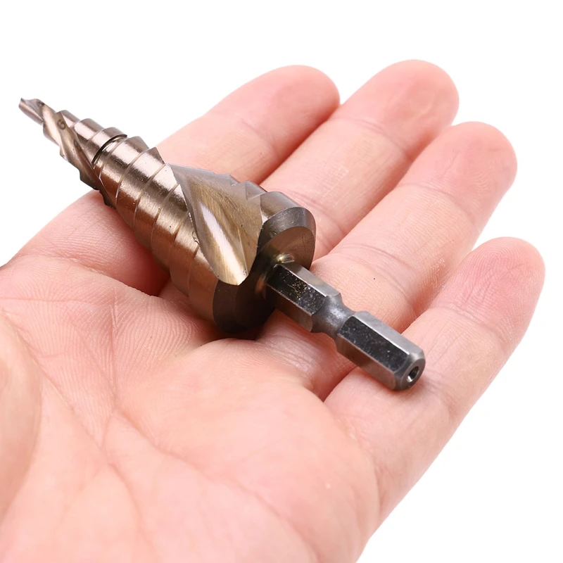 

Cobalt Step Drill Bit HSS Tapered Hexagonal Shank Metal Drill Bit Tool Set Stainless Steel Hole Cutter 4-22mm