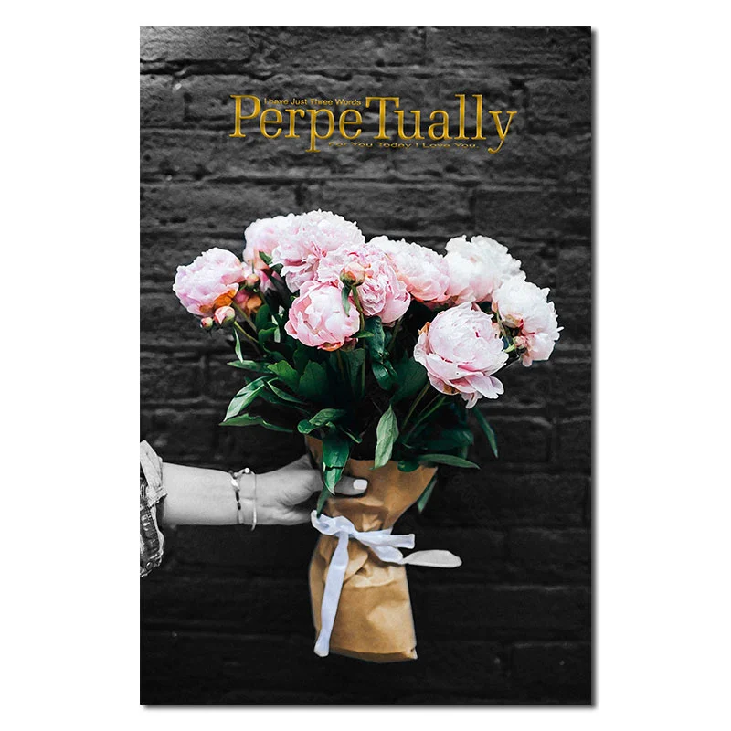 

European Style Canvas Material Pink Bright Rose Black Background Poster 2 Pc and Living Room Furniture Sofa Decorative Art