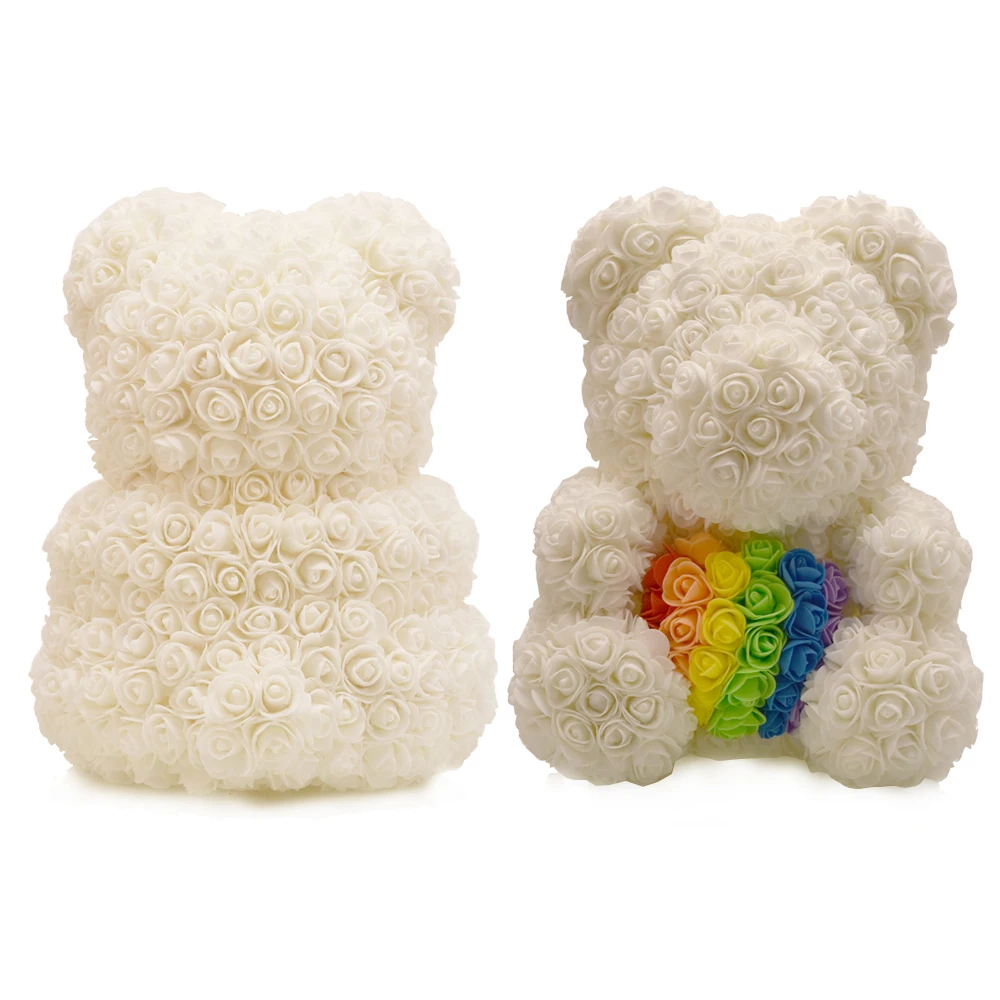 rainbow bear Дешево 40 см красный медведь Роза плюшевый медведь Роза цветок искусственные украшения Рождественские подарки для женщин подарок на день Святого Валентина - Цвет: rainbow bear